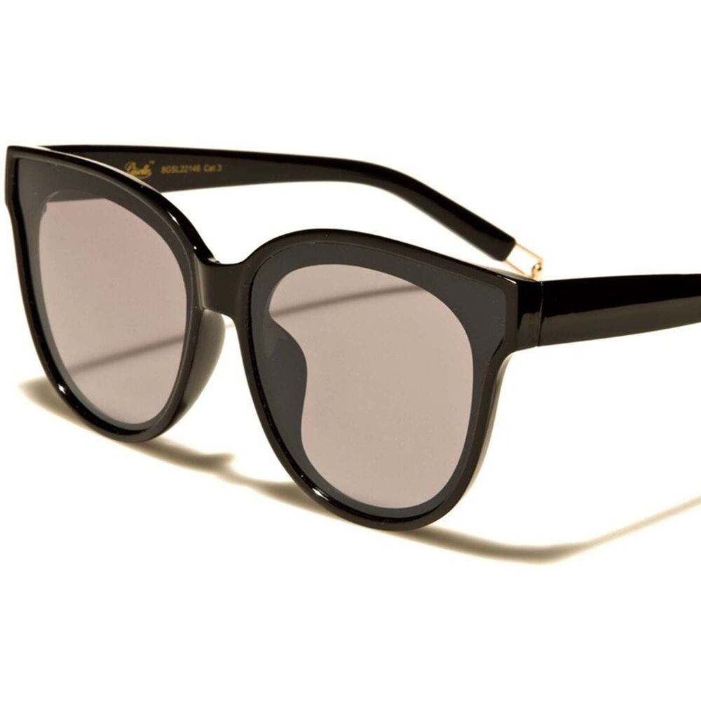 Black Retro Cat Eye Sunglasses Gold Temple Arms